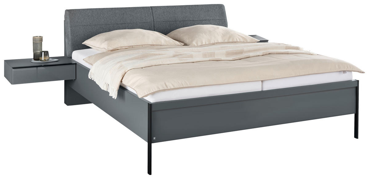 BETTANLAGE - Grau, MODERN, Glas/Textil (180/200cm) - Musterring