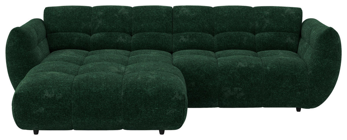 ECKSOFA Dunkelgrün Chenille  - Dunkelgrün/Schwarz, Trend, Kunststoff/Textil (178/280cm) - MID.YOU