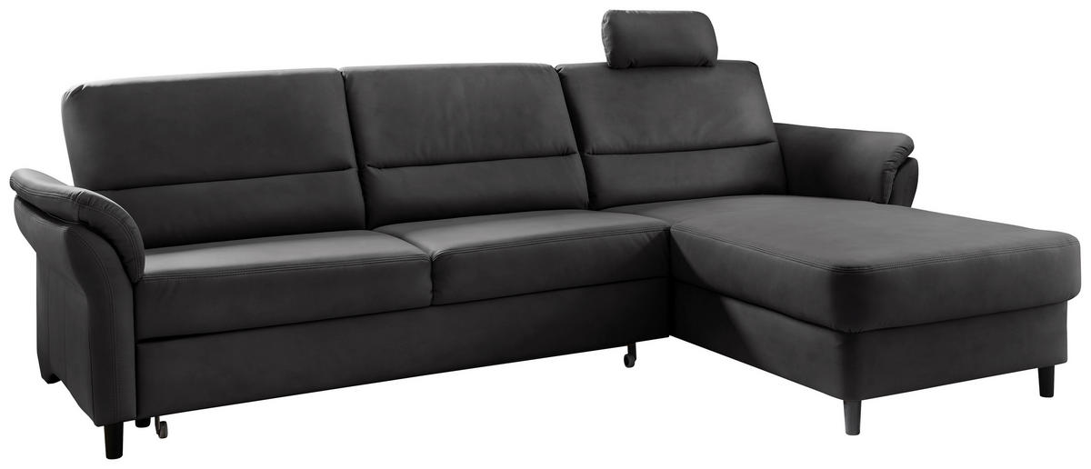 ECKSOFA in Lederlook Schwarz  - Schwarz, Modern, Holz/Textil (279/176cm) - Livetastic