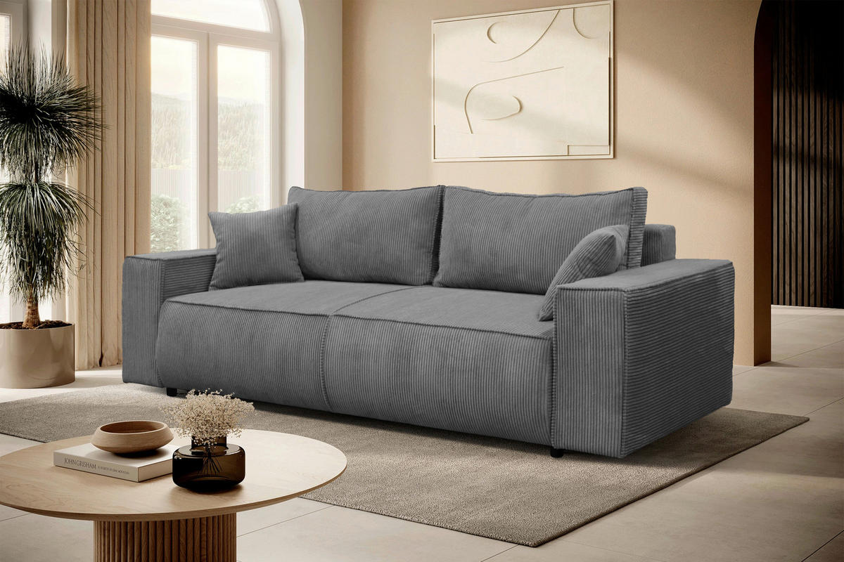 MID.YOU Schlafsofa Cord in Dunkelgrau finden