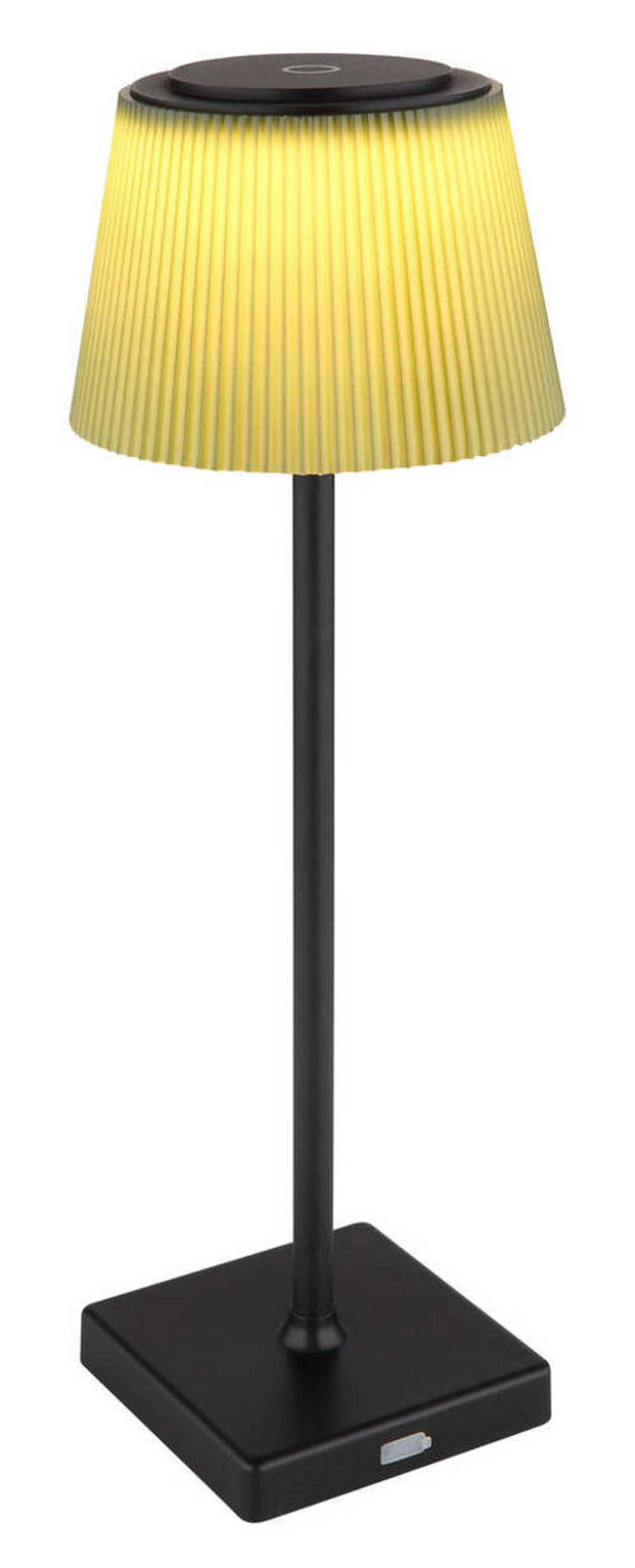 AKKU-TISCHLEUCHTE - Dunkelgrün/Schwarz, Design, Kunststoff/Metall (13/38cm) - Globo