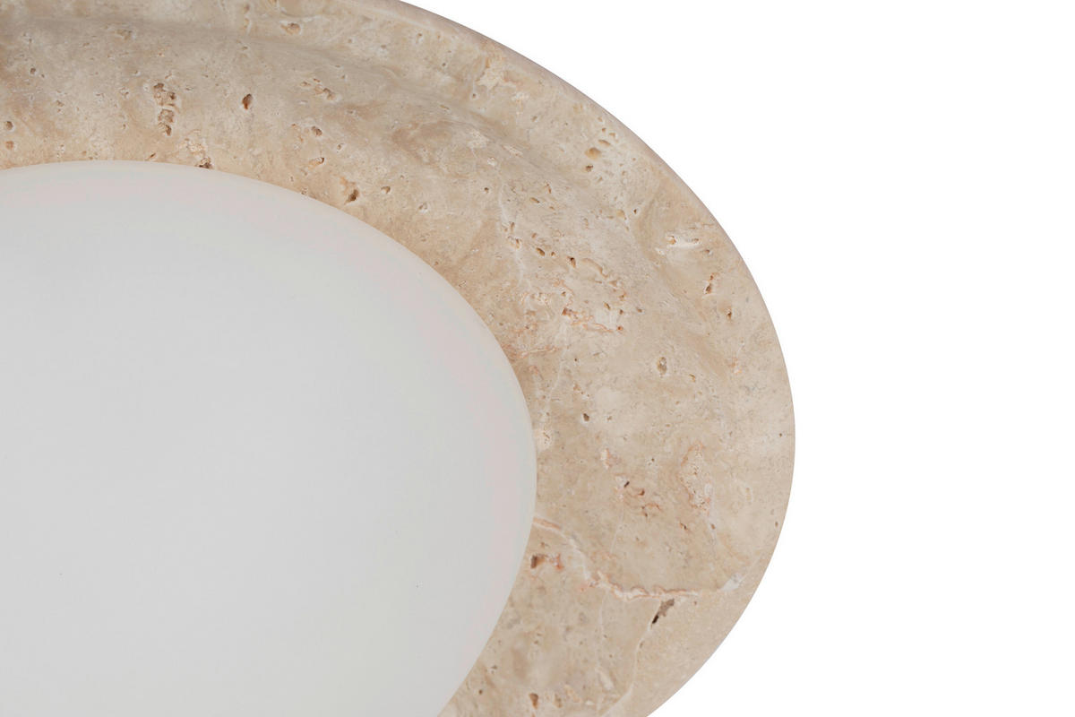 DECKENLEUCHTE  25/10 cm    - Beige/Weiß, Design, Glas/Stein (25/10cm) - Collet's Monde