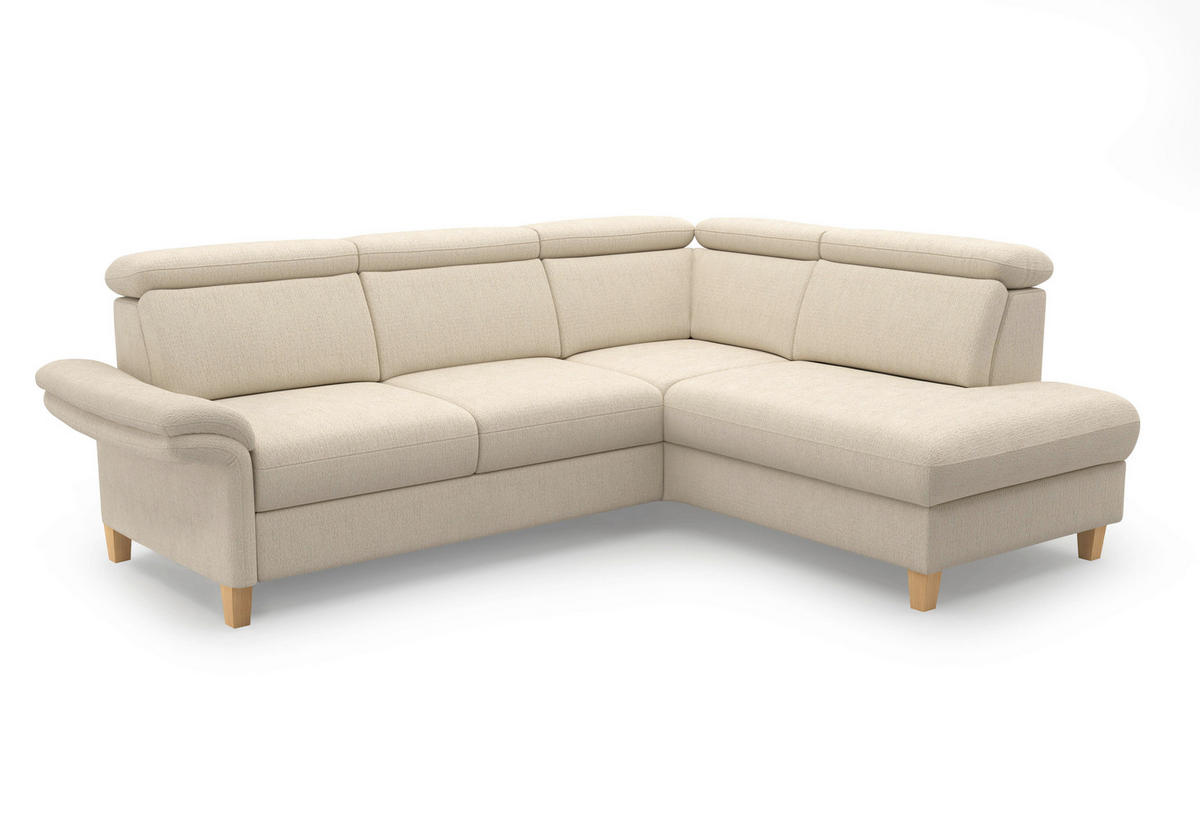 ECKSOFA GLENDALE E Sandfarben Chenille  - Sandfarben/Eichefarben, KONVENTIONELL, Holz/Textil (247/193cm) - Sit & More