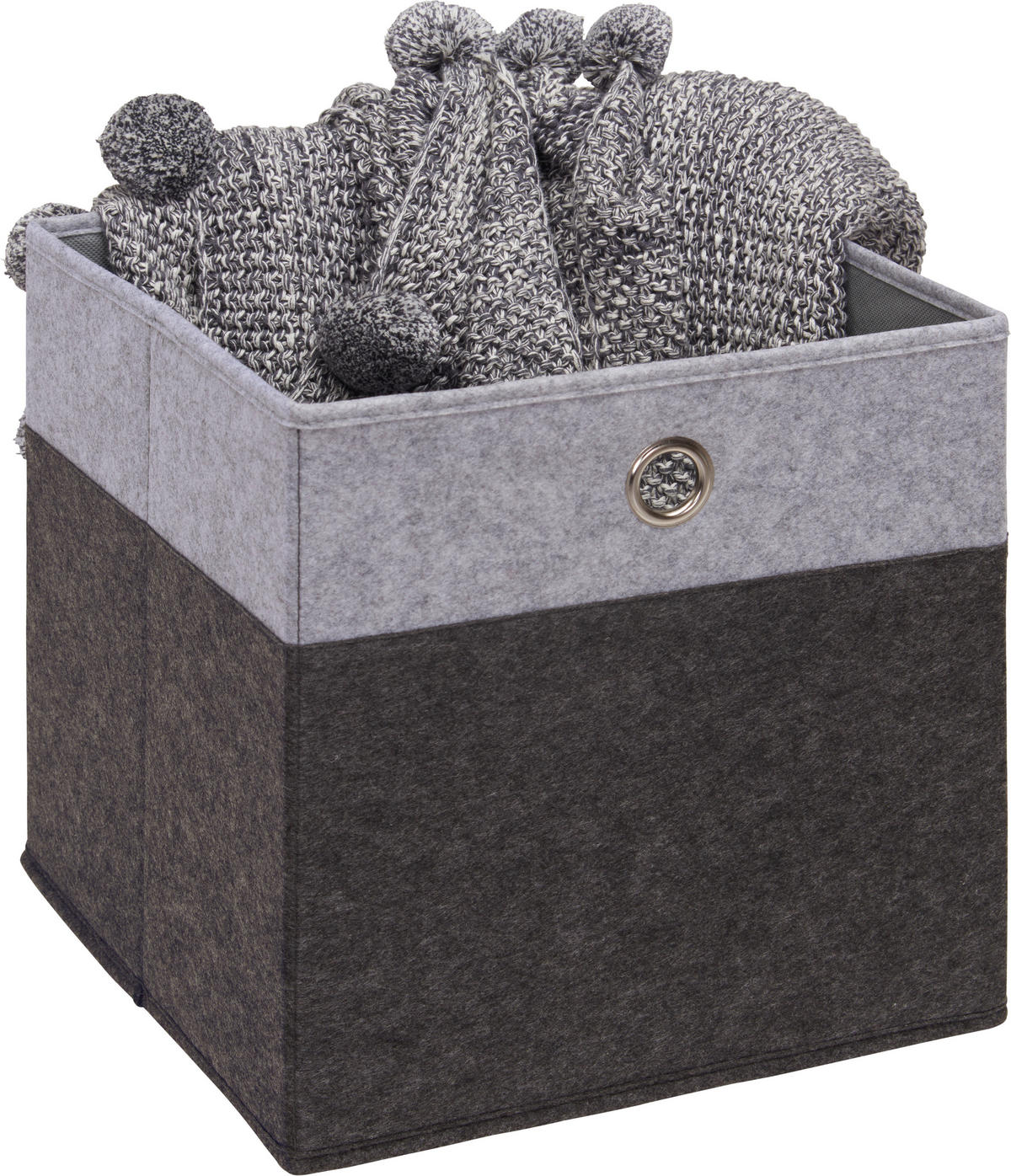 SKLADACÍ BOX, kov, textil, kartón, 32/32/32 cm - svetlosivá/antracitová, Design, kartón/kov (32/32/32cm) - Carryhome