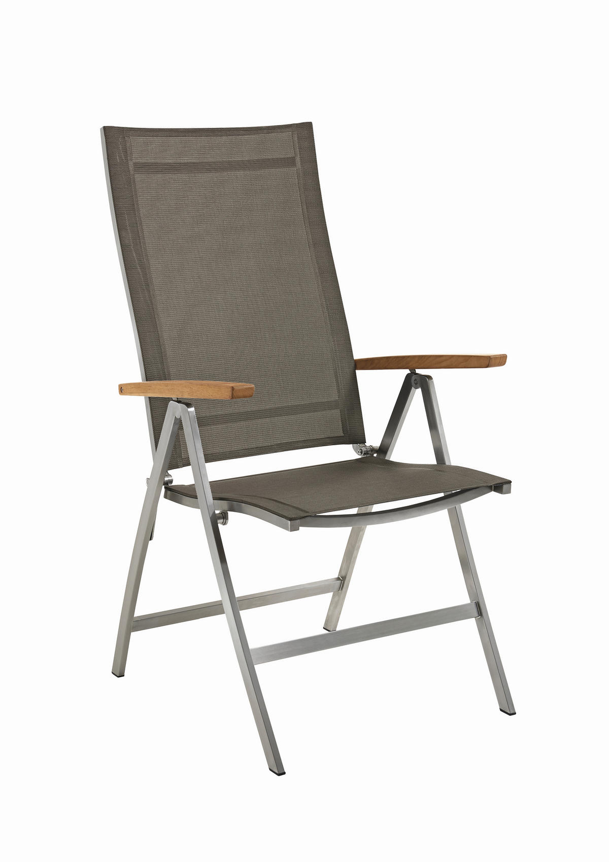 GARTENSTUHL Edelstahl Taupe, Edelstahlfarben  - Taupe/Edelstahlfarben, Basics, Holz/Textil (60/112/73cm)