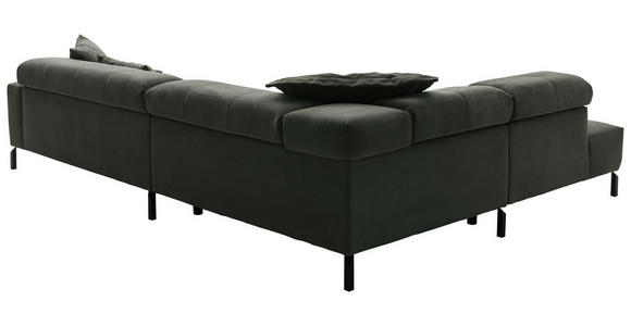 ECKSOFA Olivgrün Feincord  - Schwarz/Olivgrün, KONVENTIONELL, Textil/Metall (219/311cm) - Hom`in