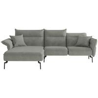 ECKSOFA Jakarta Grau Flachgewebe  - Edelstahlfarben/Grau, Design, Textil/Metall (185/265cm) - Livetastic