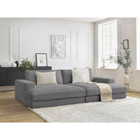 BIGSOFA LEONARD Cord Dunkelgrau  - Dunkelgrau/Schwarz, MODERN, Kunststoff/Textil (234/77/159cm)