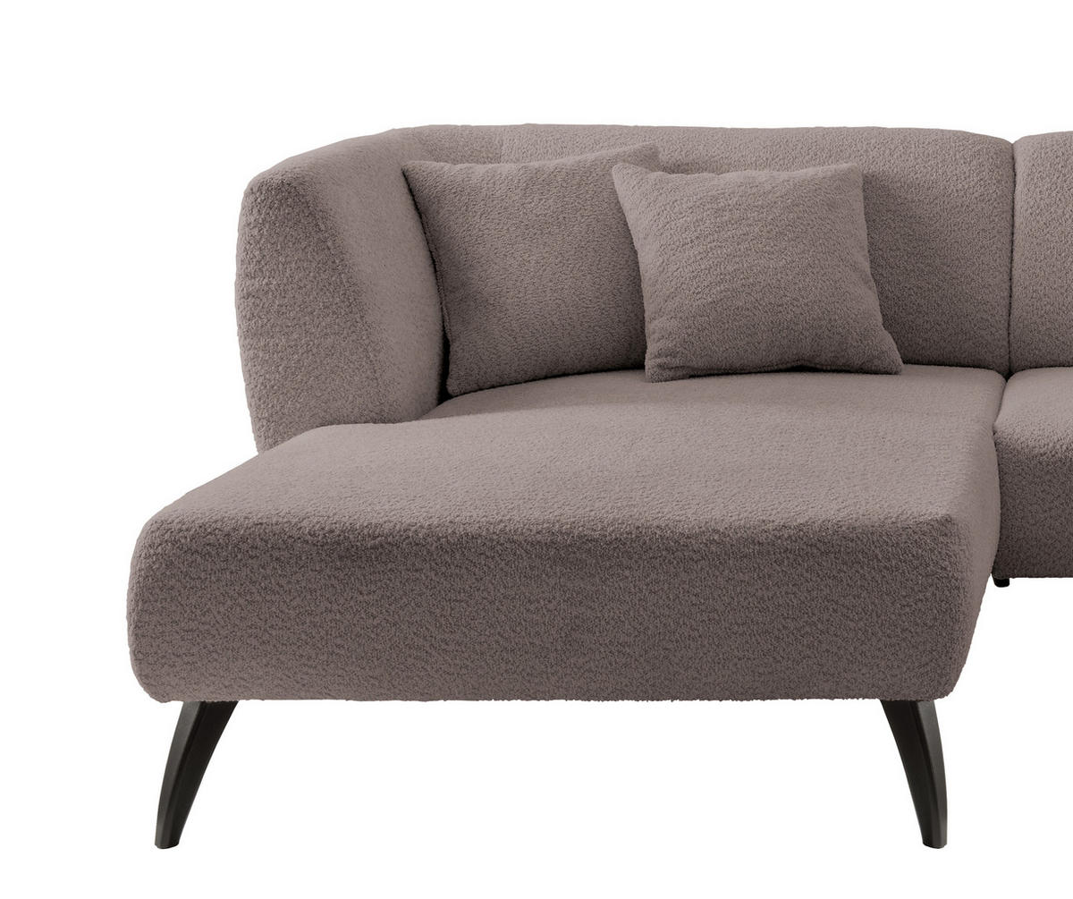 ECKSOFA in Bouclé Taupe  - Taupe/Schwarz, Modern, Holz/Textil (160/264cm) - MID.YOU