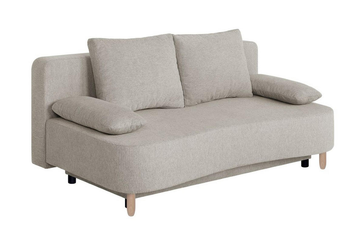 SCHLAFSOFA  mit Webstoff Beige  - Beige/Buchefarben, Design, Holz/Kunststoff (193/86/85cm) - P & B