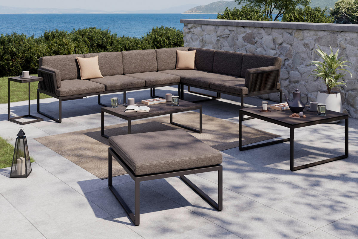 LOUNGETISCH  - Anthrazit/Dunkelbraun, Design, Kunststoff/Metall (76/76/43cm) - Amatio