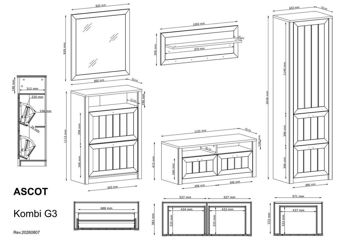 GARDEROBE 5-teilig  in 283/204/43 cm  - Dunkelgrün, Design, Holzwerkstoff (283/204/43cm) - Modante