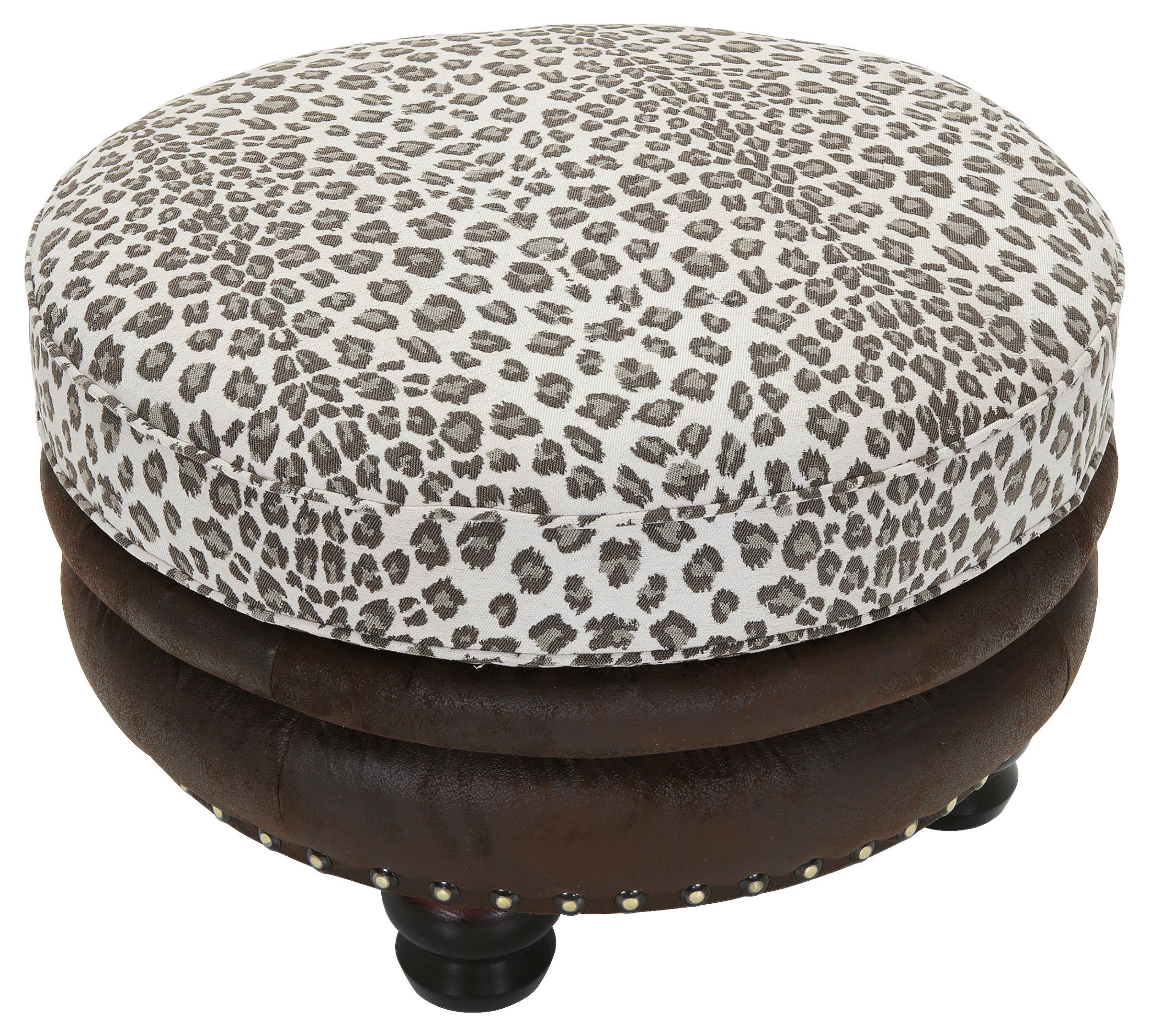 HOCKER Lederlook, Flachgewebe, Mikrofaser Braun, Beige  - Dunkelbraun/Beige, ROMANTIK / LANDHAUS, Holz/Textil (74/50/74cm) - Landscape
