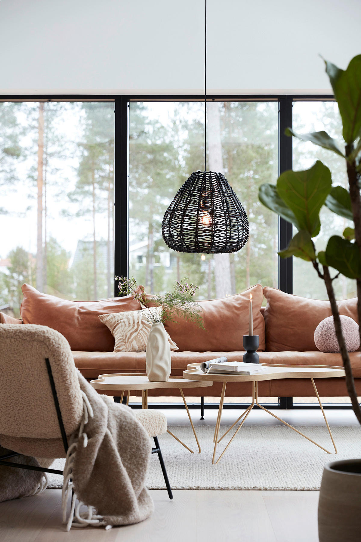HÄNGLAMPA PR Home Adelle 43/39/43 cm  - svart, Basics, naturmaterial (43/39/43cm)