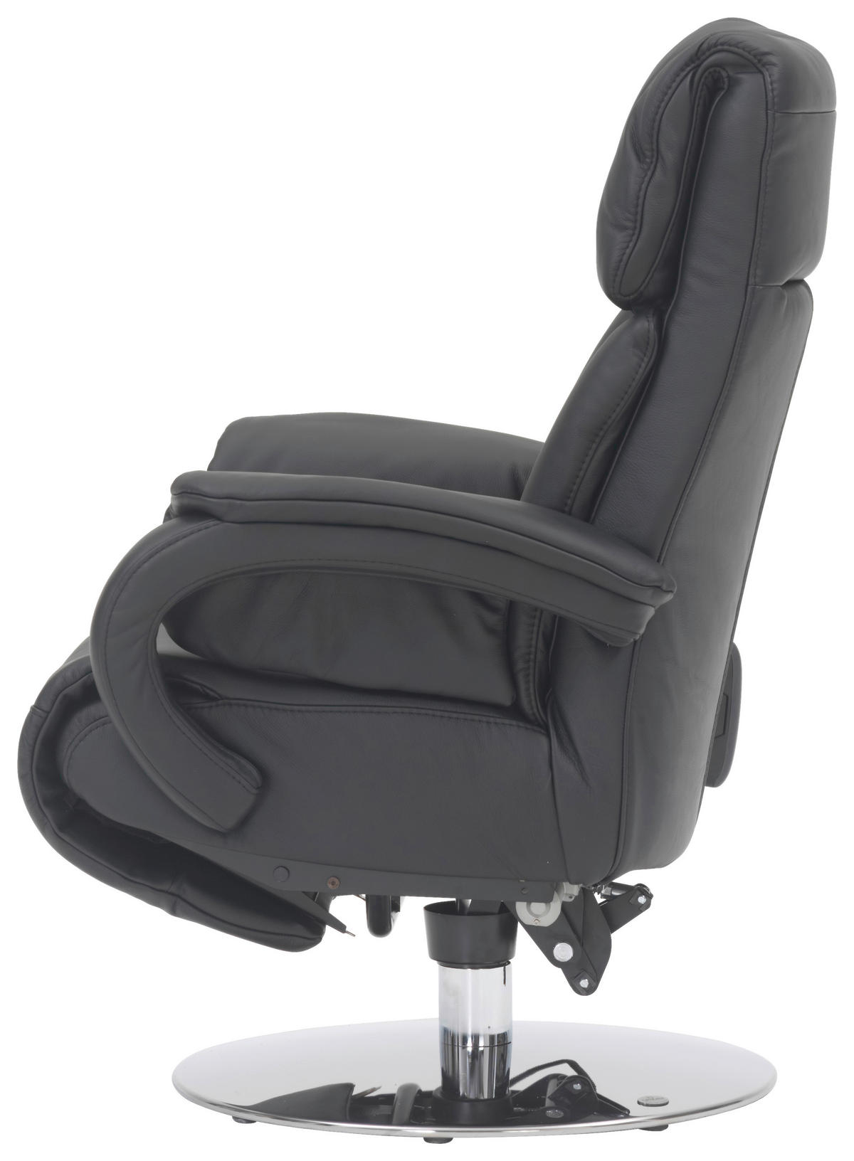 RELAXSESSEL in Leder Schwarz  - Chromfarben/Schwarz, Design, Leder/Metall (72/98/85cm) - Himolla