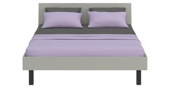 BETT 160/200 cm,  in Hellgrau  - Hellgrau/Schwarz, Design, Metall (160/200cm) - Xora