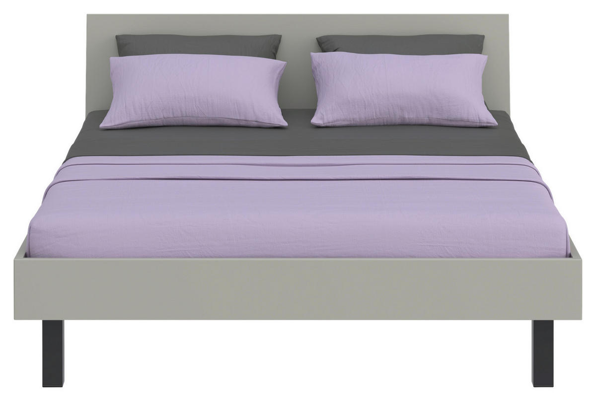 BETT 160/200 cm,  in Hellgrau  - Hellgrau/Schwarz, Design, Metall (160/200cm) - Xora