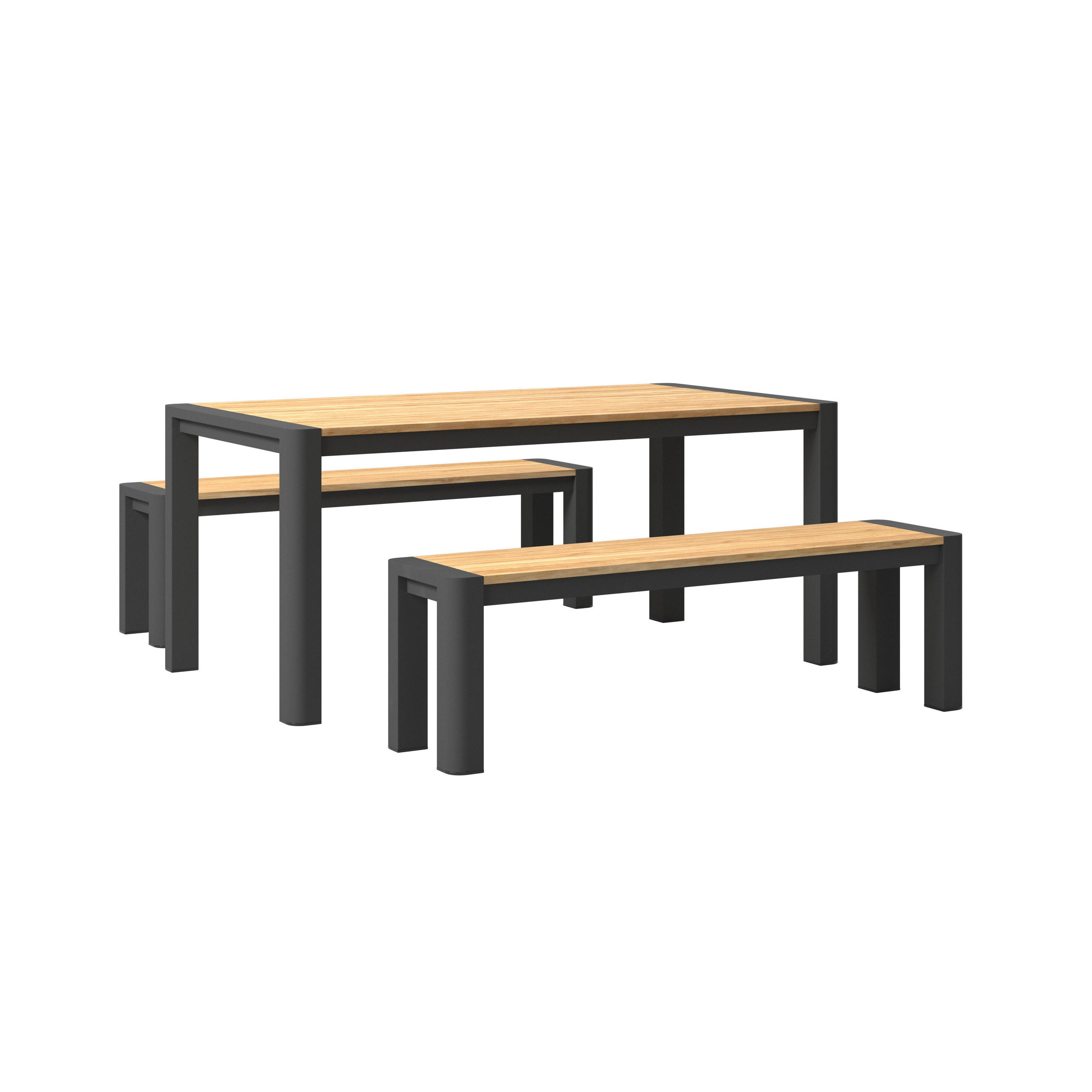 KERTI ÉTKEZŐGARNITÚRA  - tíkfa/szürke, Modern, fa/fém (170/162/74cm) - Ambia Garden