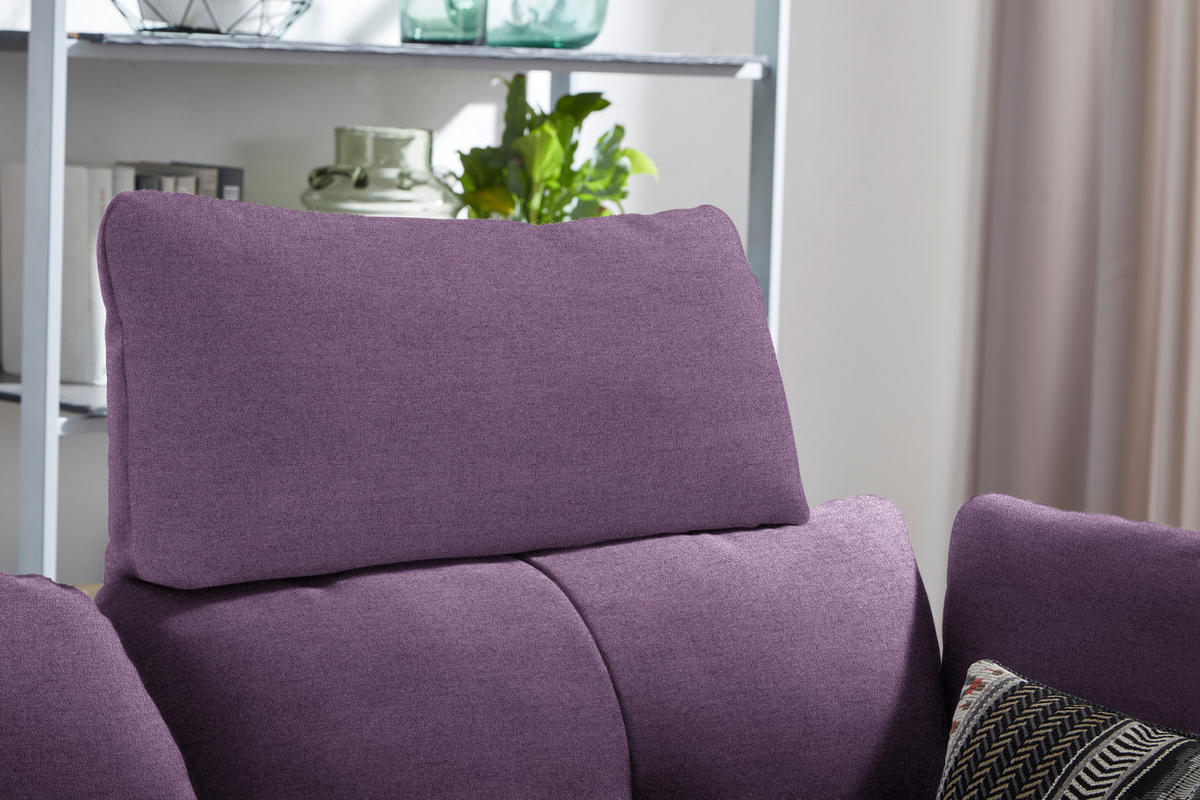 ECKSOFA in Flachgewebe Lila  - Lila/Schwarz, Design, Textil/Metall (157/344cm) - Chilliano