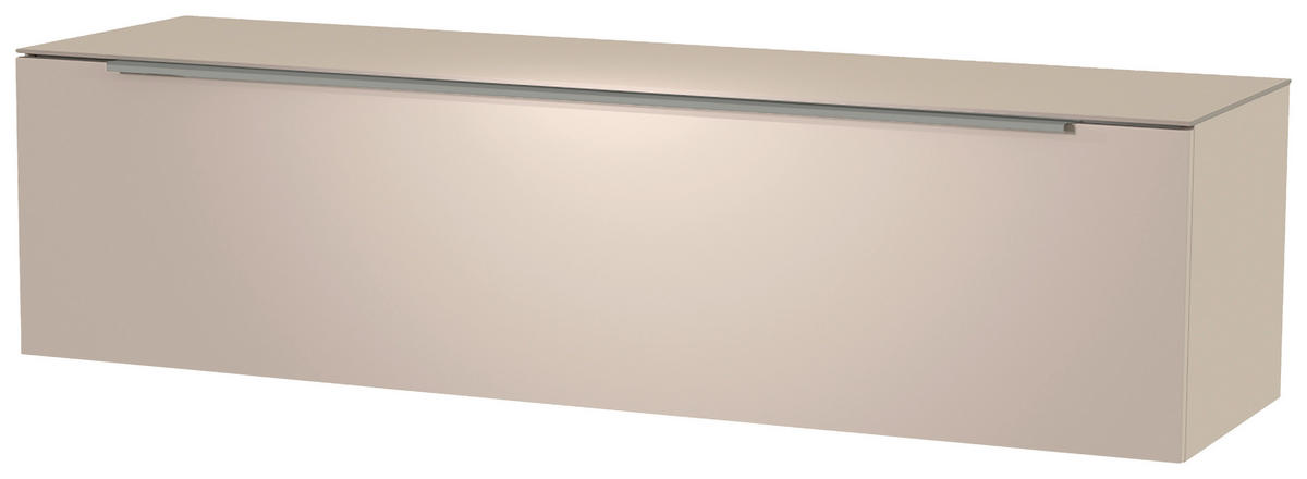 LOWBOARD  in 160/41/45 cm  - Sandfarben/Alufarben, Design, Glas/Holzwerkstoff (160/41/45cm) - Moderano