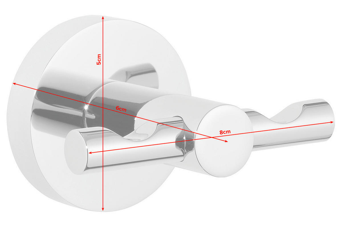 DOPPELHAKEN Chromfarben  - Chromfarben, Basics, Metall (7,5/5/6,2cm) - Tesa