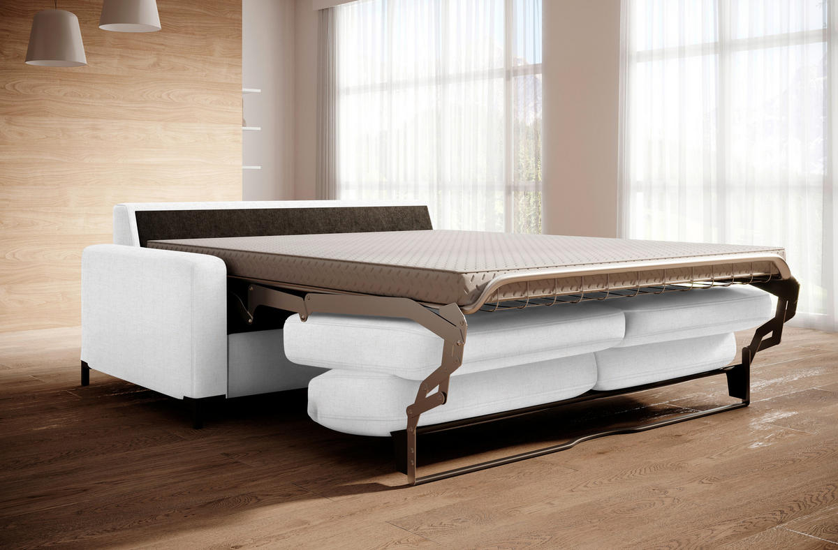SCHLAFSOFA in Textil Creme  - Creme/Schwarz, Konventionell, Textil/Metall (187/84/97cm) - Welnova