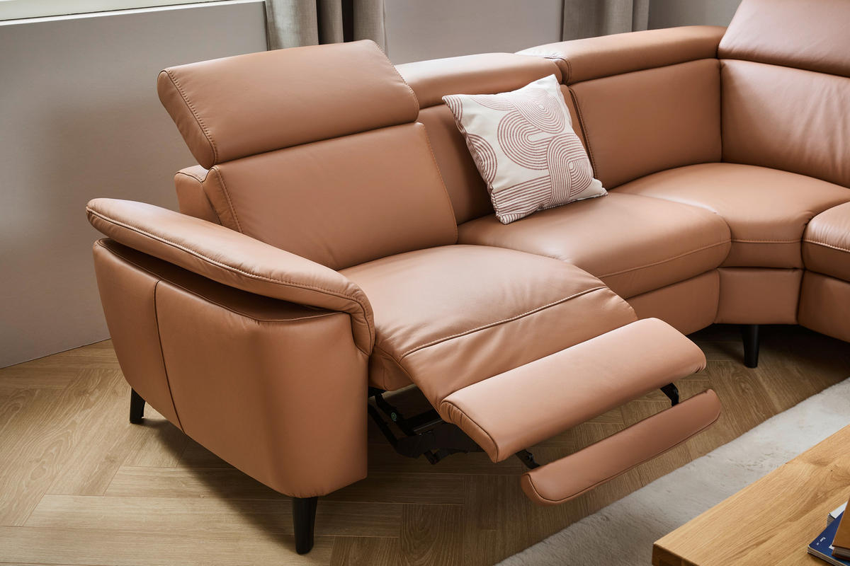 ECKSOFA in Echtleder Braun  - Schwarz/Braun, Design, Leder/Metall (271/239cm) - Cantus