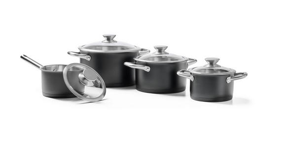 KOCHTOPFSET 4-teilig  - Klar/Schwarz, Basics, Glas/Metall - Homeware Profession.