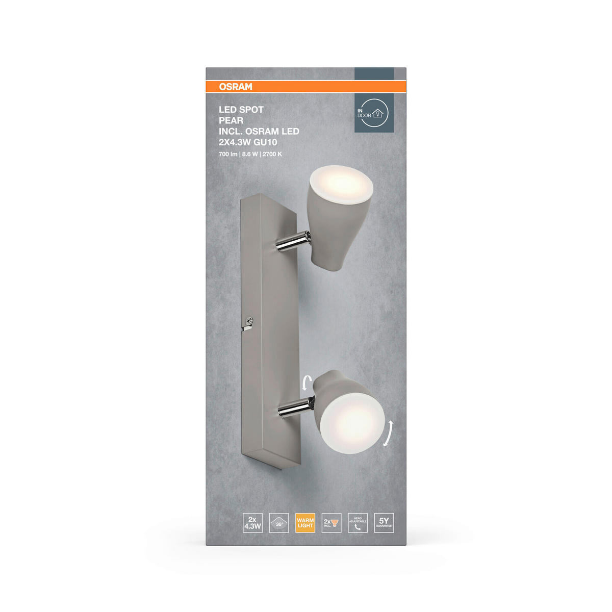 LED-STRAHLER 27,4/6/13,1 cm   - Grau, Basics, Kunststoff/Metall (27,4/6/13,1cm) - Osram