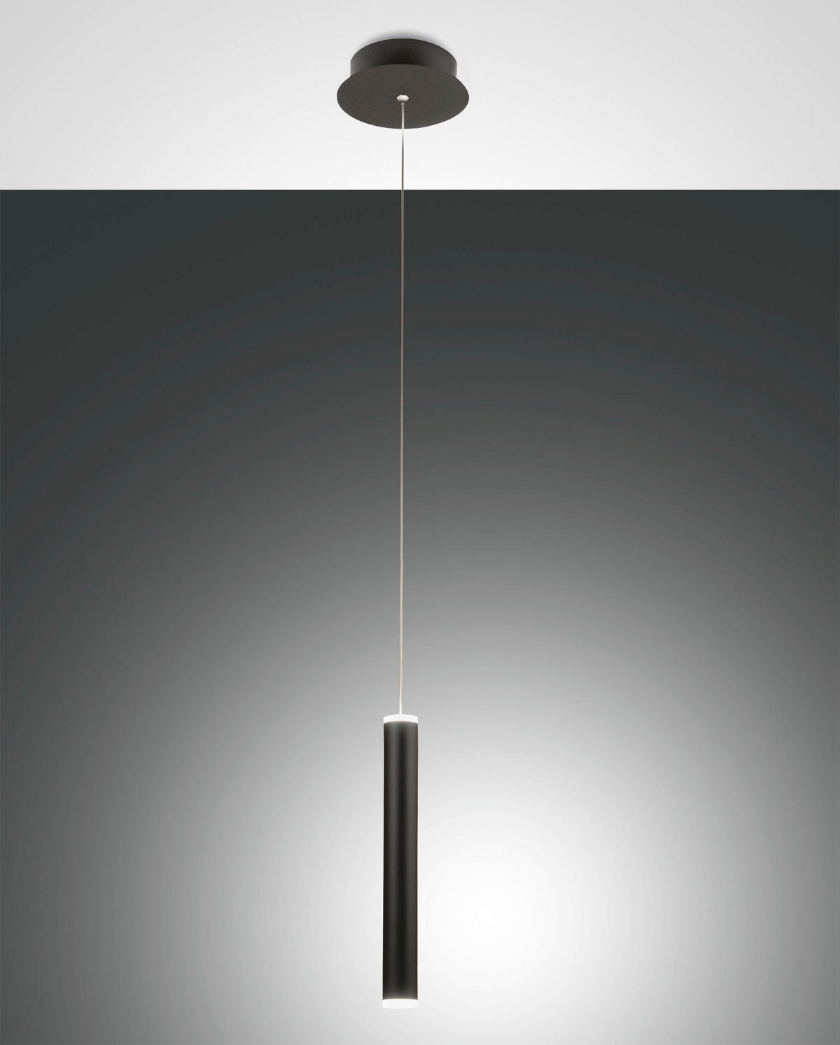 LED-PENDELLEUCHTE Prado 3,7/200 cm   - Schwarz, Basics, Metall (3,7/200cm) - Fabas Luce