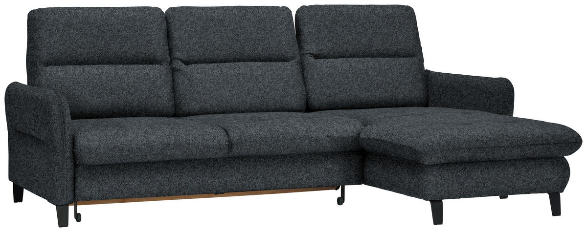 ECKSOFA Dunkelgrau Chenille  - Dunkelgrau/Schwarz, KONVENTIONELL, Textil/Metall (254/190cm) - Livetastic