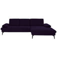 ECKSOFA in Chenille, Mikrofaser Aubergine, Violett  - Violett/Aubergine, Design, Textil/Metall (299/157cm) - Dieter Knoll