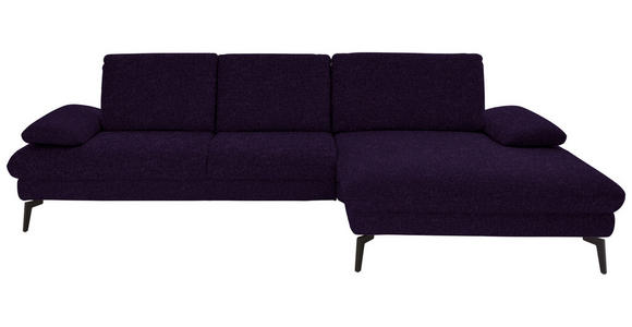ECKSOFA in Chenille, Mikrofaser Aubergine, Violett 299/157 cm - Violett/Aubergine, Design, Textil/Metall (299/157cm) - Dieter Knoll