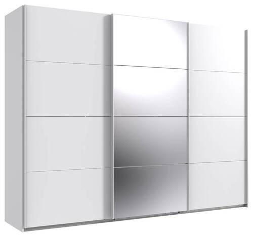 SCHWEBETÜRENSCHRANK 270/208/64 cm 3-türig Weiß  - Weiß, MODERN, Glas/Holzwerkstoff (270/208/64cm) - MID.YOU