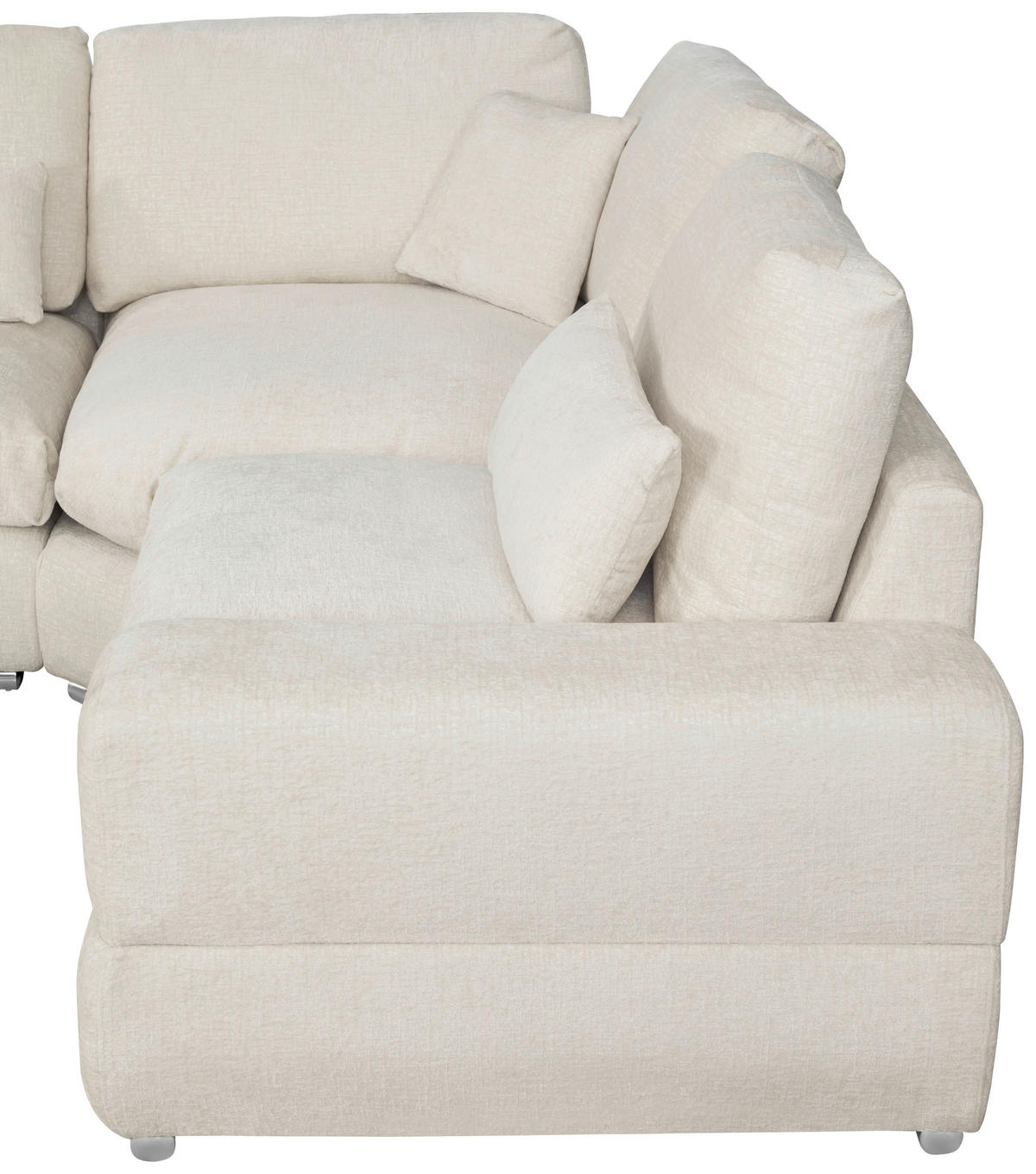 ECKSOFA Eckteil, einmalig seitenverkehrt montierbar  Weiß Webstoff  - Silberfarben/Weiß, MODERN, Textil/Metall (305/230cm) - Livetastic