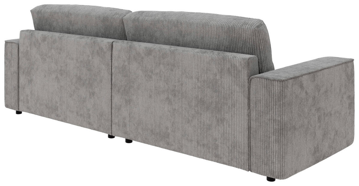 ECKSOFA in Cord Grau  265/164 cm  - Schwarz/Grau, MODERN, Kunststoff/Textil (265/164cm) - Trendmanufaktur