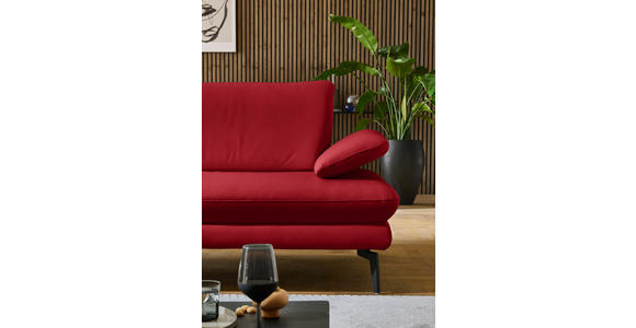 ECKSOFA in Echtleder Rot 195/308 cm - Rot/Schwarz, Design, Leder/Metall (195/308cm) - Dieter Knoll