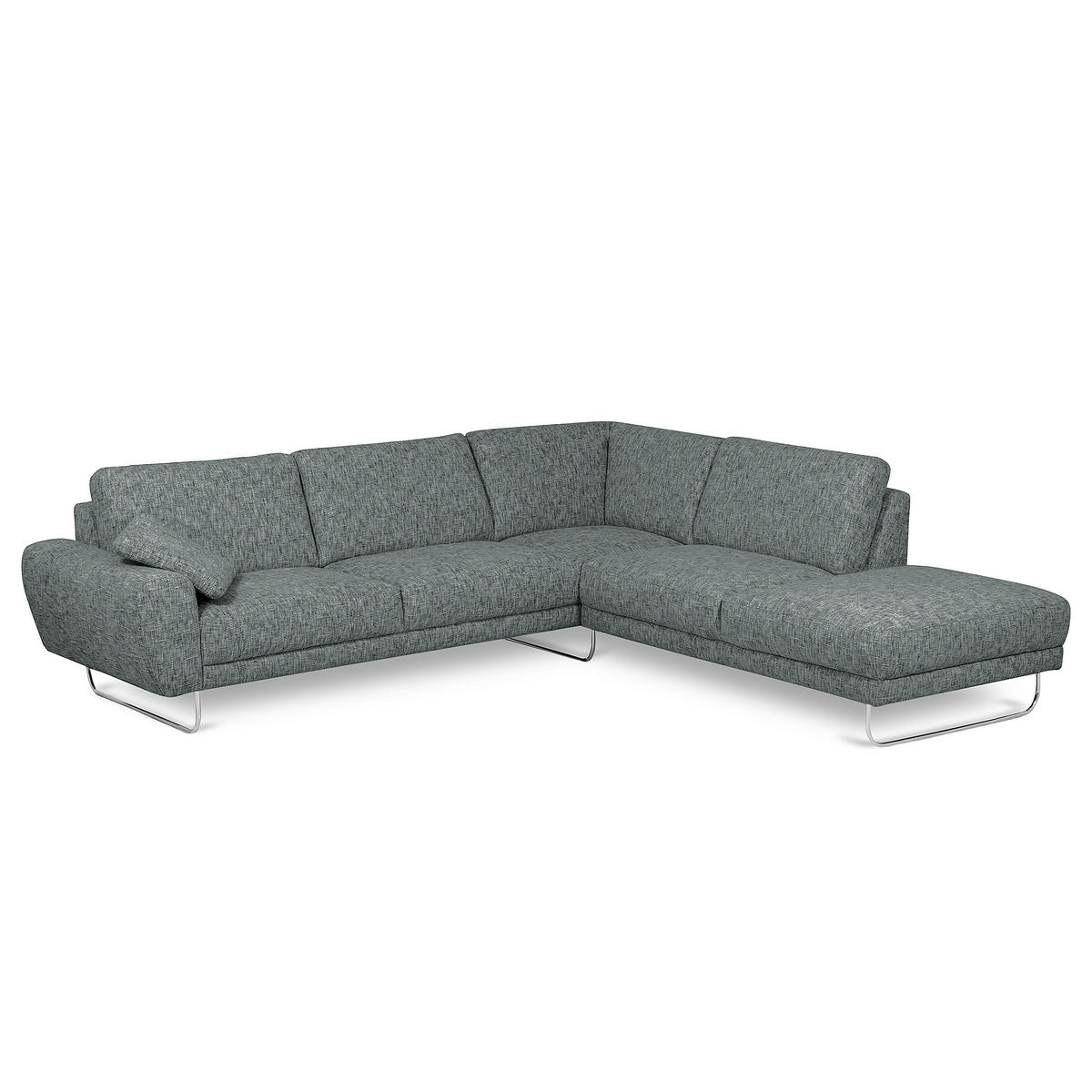 ECKSOFA 273/250 cm SPRING in Webstoff Anthrazit Zierkissen  273/250 cm  - Chromfarben/Anthrazit, Design, Textil/Metall (273/250cm) - Livetastic