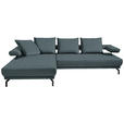 ECKSOFA in Mikrofaser Blau  - Blau/Schwarz, Design, Textil/Metall (224/305cm) - Dieter Knoll