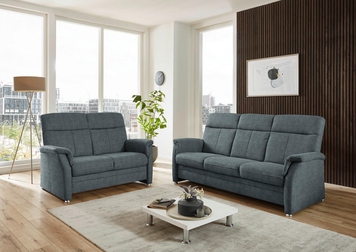 2-SITZER-SOFA Flachgewebe Grau  - Alufarben/Grau, Konventionell, Textil/Metall (142/100/89cm) - Beldomo Comfort
