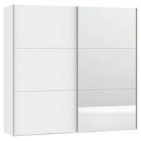 SCHWEBETÜRENSCHRANK 203/195/65 cm 2-türig Weiß  - Edelstahlfarben/Weiß, Design, Glas/Holzwerkstoff (203/195/65cm) - Boxxx