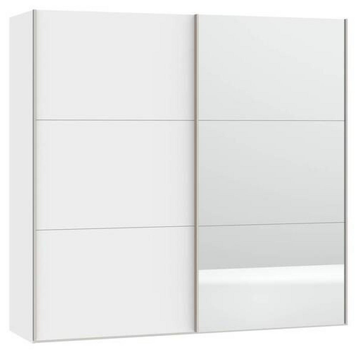 SCHWEBETÜRENSCHRANK 203/195/65 cm 2-türig Weiß  - Edelstahlfarben/Weiß, Design, Glas/Holzwerkstoff (203/195/65cm) - Boxxx