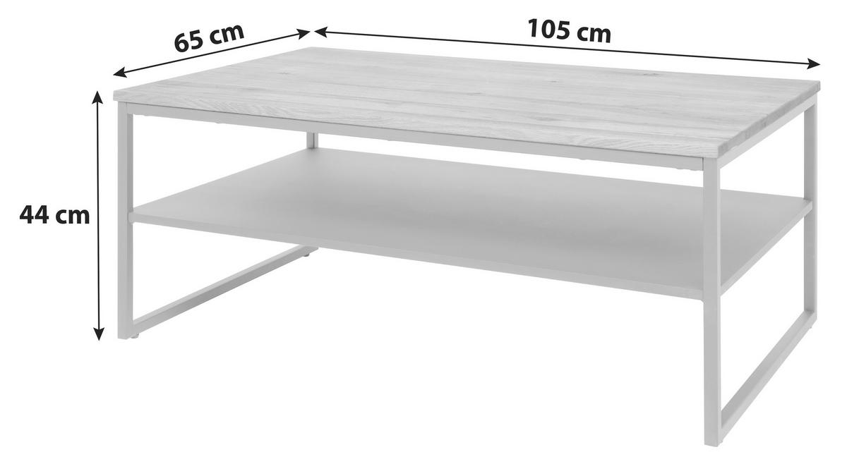COUCHTISCH Eiche massiv rechteckig Naturfarben, Schwarz  - Schwarz/Naturfarben, MODERN, Holz/Holzwerkstoff (105/44/65cm) - Livetastic