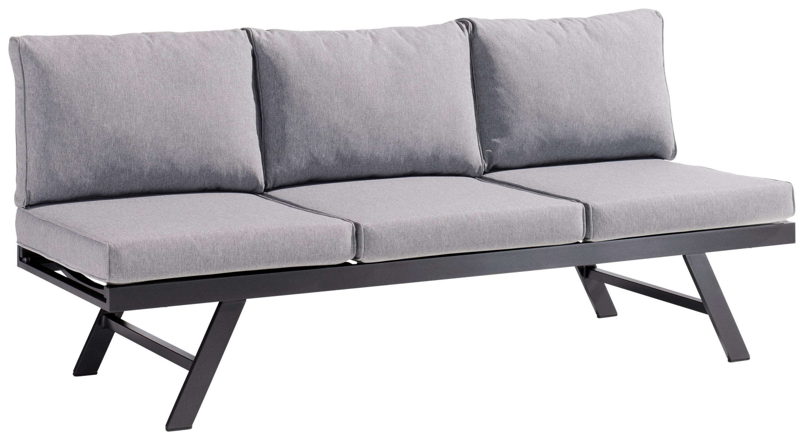 GARTENBANK 204/81/72 cm Aluminium - Hellgrau/Grau, Basics, Textil/Metall (204/81/72cm) - Sieger