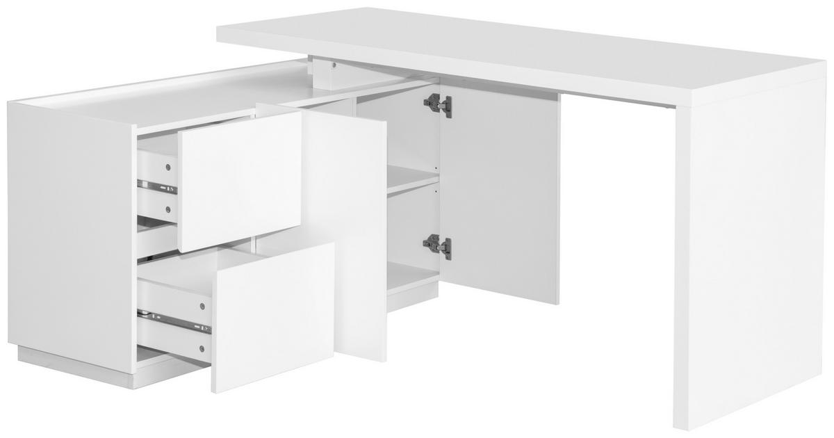 ECKSCHREIBTISCH  in Weiß  - Weiß, MODERN, Holzwerkstoff (150/76/120cm) - MID.YOU