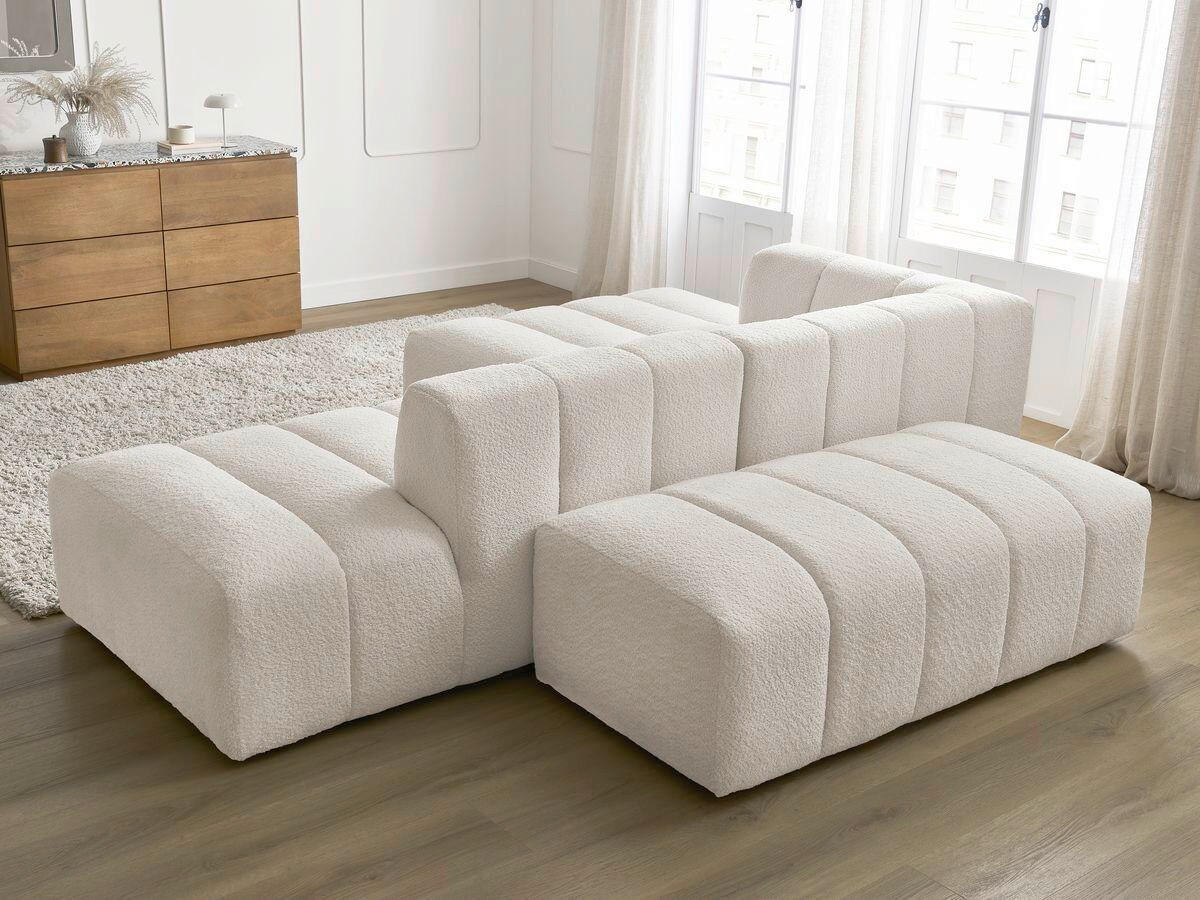 ECKSOFA  ANNECY Weiß Bouclé  - Schwarz/Weiß, MODERN, Kunststoff/Textil (170/262cm)