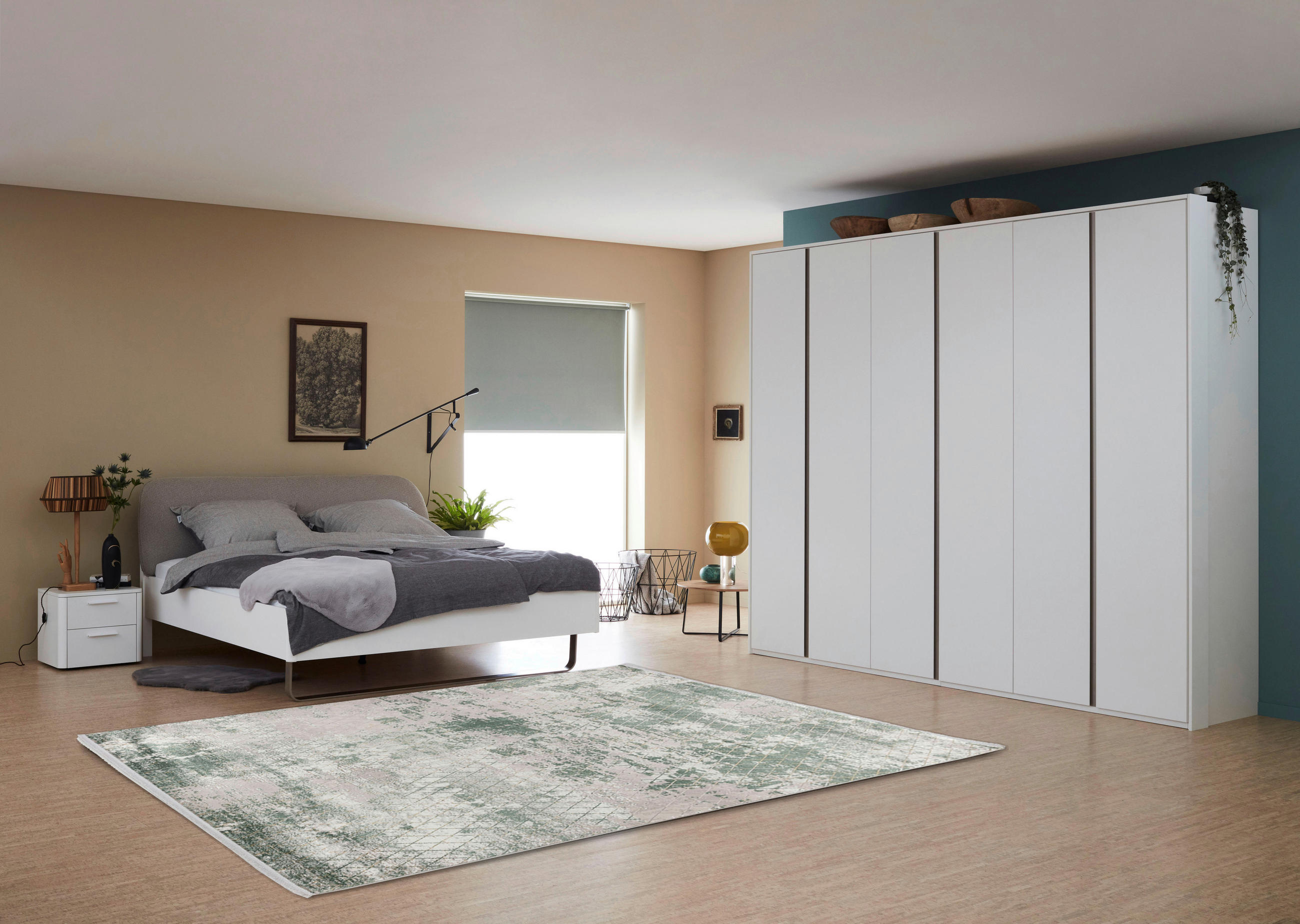 Thumbnail - Schöner Wohnen Webteppich Vision, Hellgrau, Olivgrün, Textil, Abstraktes, rechteckig, 133x190 cm, für Fußbodenheizung ge...