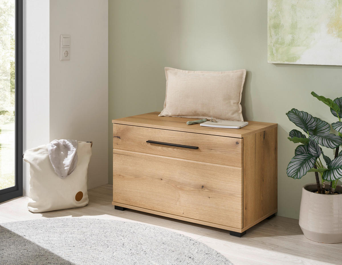 GARDEROBENBANK - Eichefarben/Schwarz, MODERN, Kunststoff (80/50/42cm) - MID.YOU