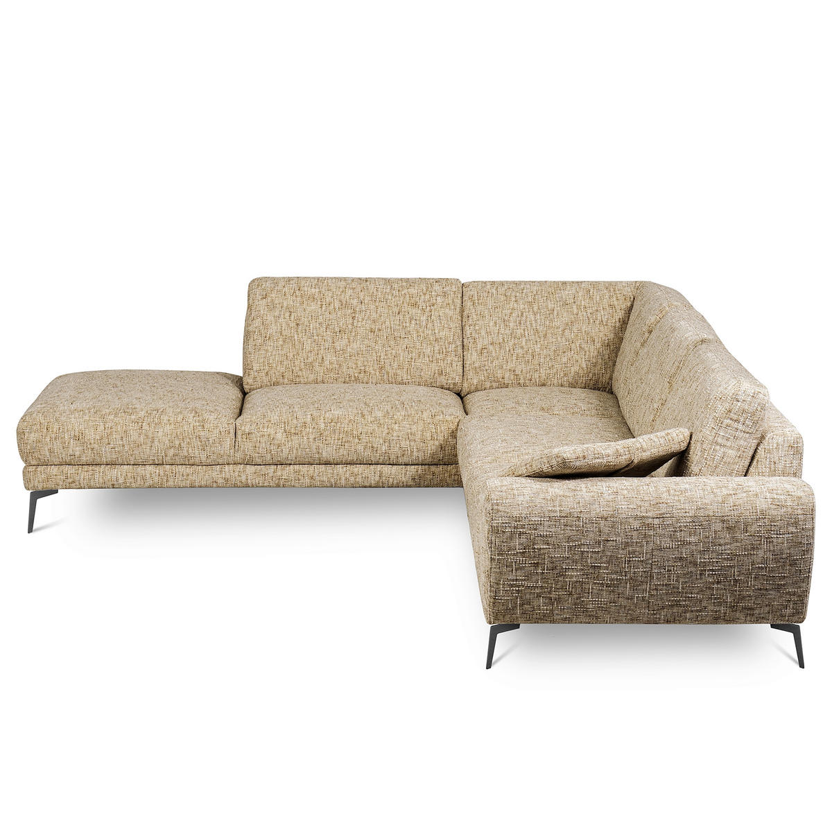 ECKSOFA  Webstoff Hellbraun  - Hellbraun/Schwarz, Design, Textil/Metall (250/273cm) - Livetastic