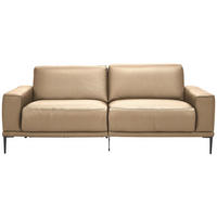 2,5-SITZER Echtleder Beige  - Beige/Schwarz, Design, Leder/Metall (200/102/92cm) - Johann Jakob